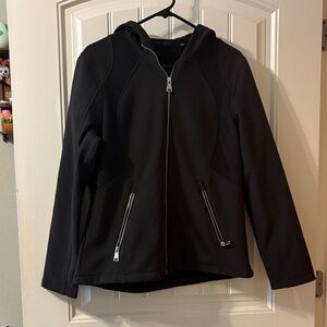 bebe Black Raincoat with Zipper Accents